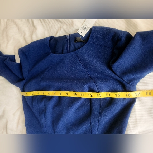 Ann Taylor Sheath Dress Flounced Hem 3/4 Sleeves Royal Blue Sz 2 NWT - Picture 7 of 16